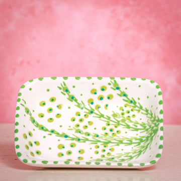 Trinket Dish - White and Green