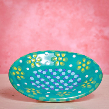 Oval Trinket Dish - Green and Yellow