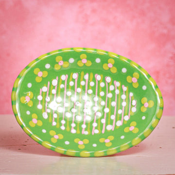 Oval Trinket Dish - Green and Pink