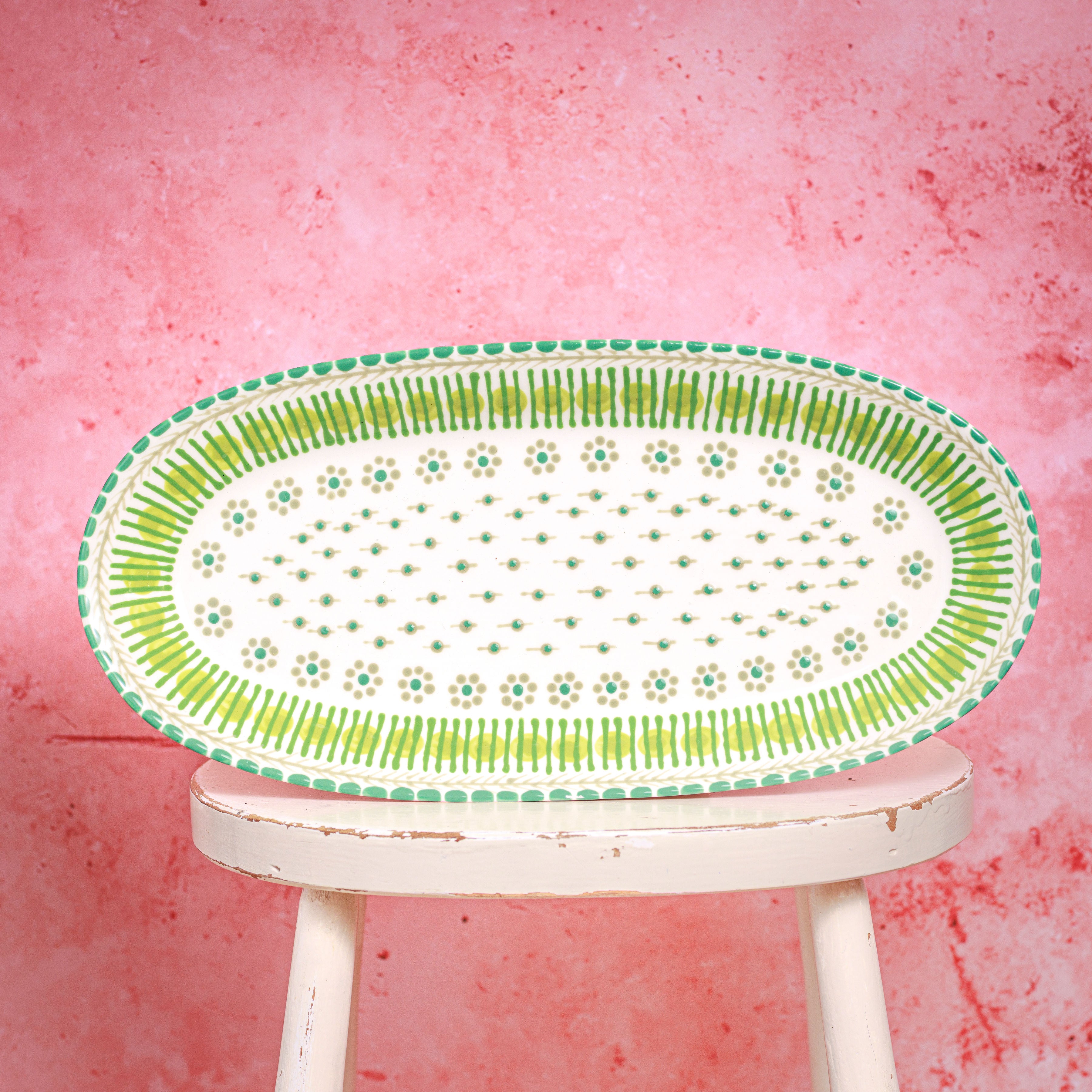 Potterswork Alice Plate - White and Green