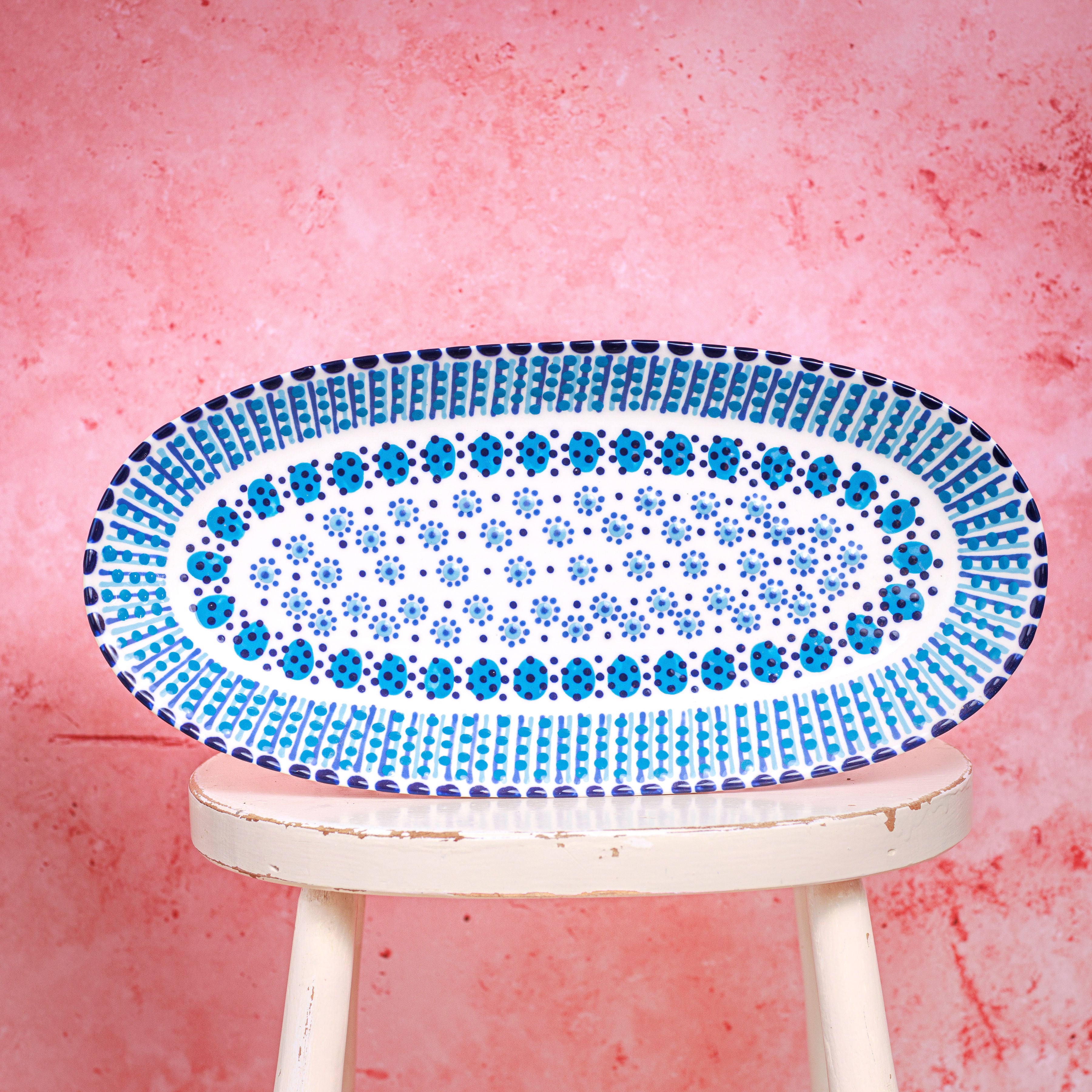 Potterswork Alice Plate - White and Blue