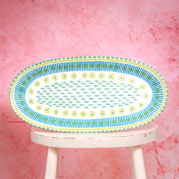 Potterswork Alice Plate - White, Green and Pale Blue