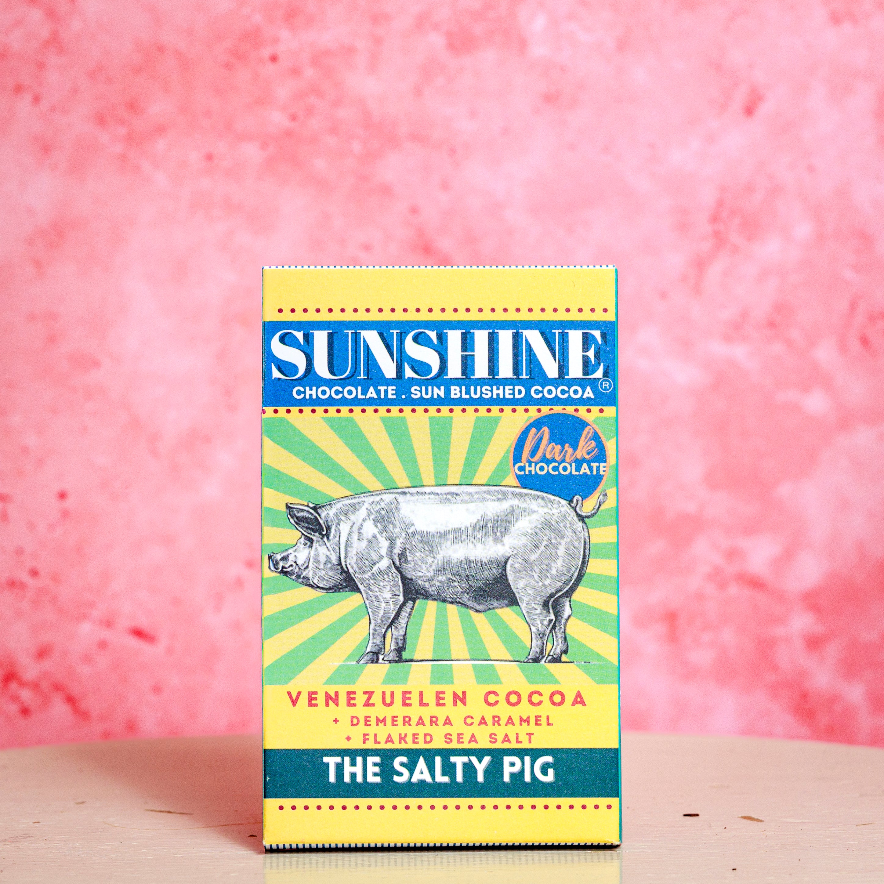 Sunshine Chocolate Salty Pig dark chocolate melt bar
