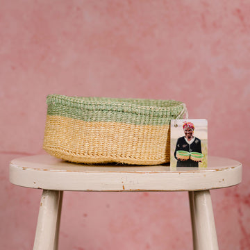 Kenyan Fine Weave Bread Basket - Green