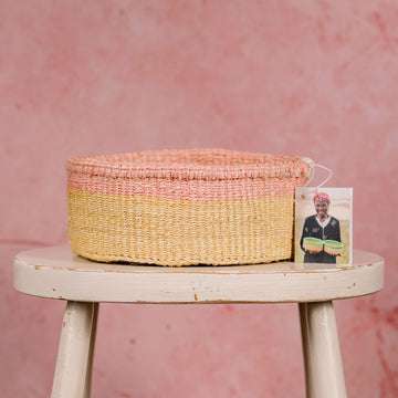 Kenyan Fine Weave Bread Basket - Pink