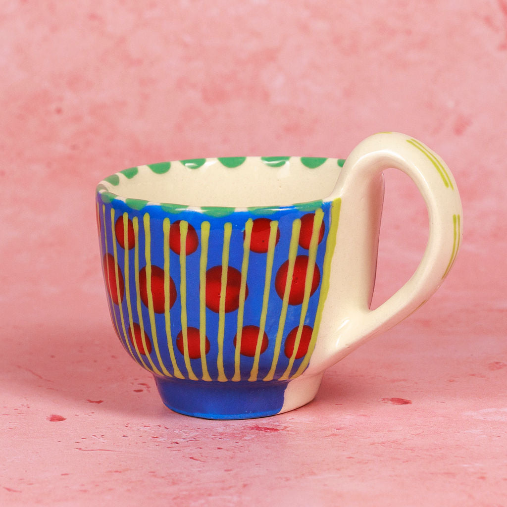 Espresso Cup - Blue & Red Dots