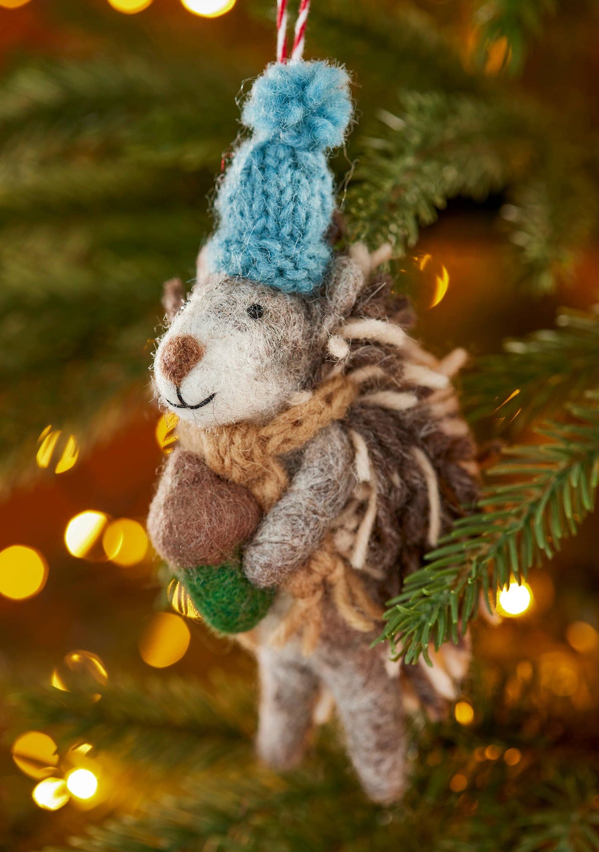 Felt Hedgehog with Acorn Decoration