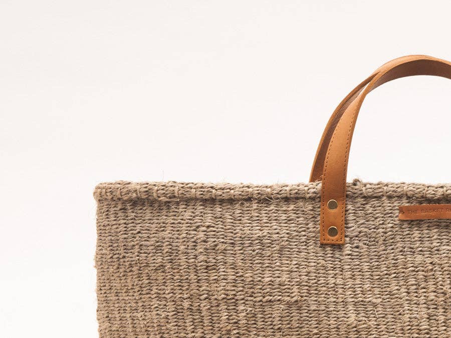 KAZA: Brown & Grey Two Tone Woven Shopper: Large