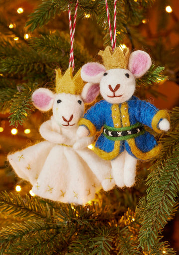 Felt King & Queen Mice Decorations