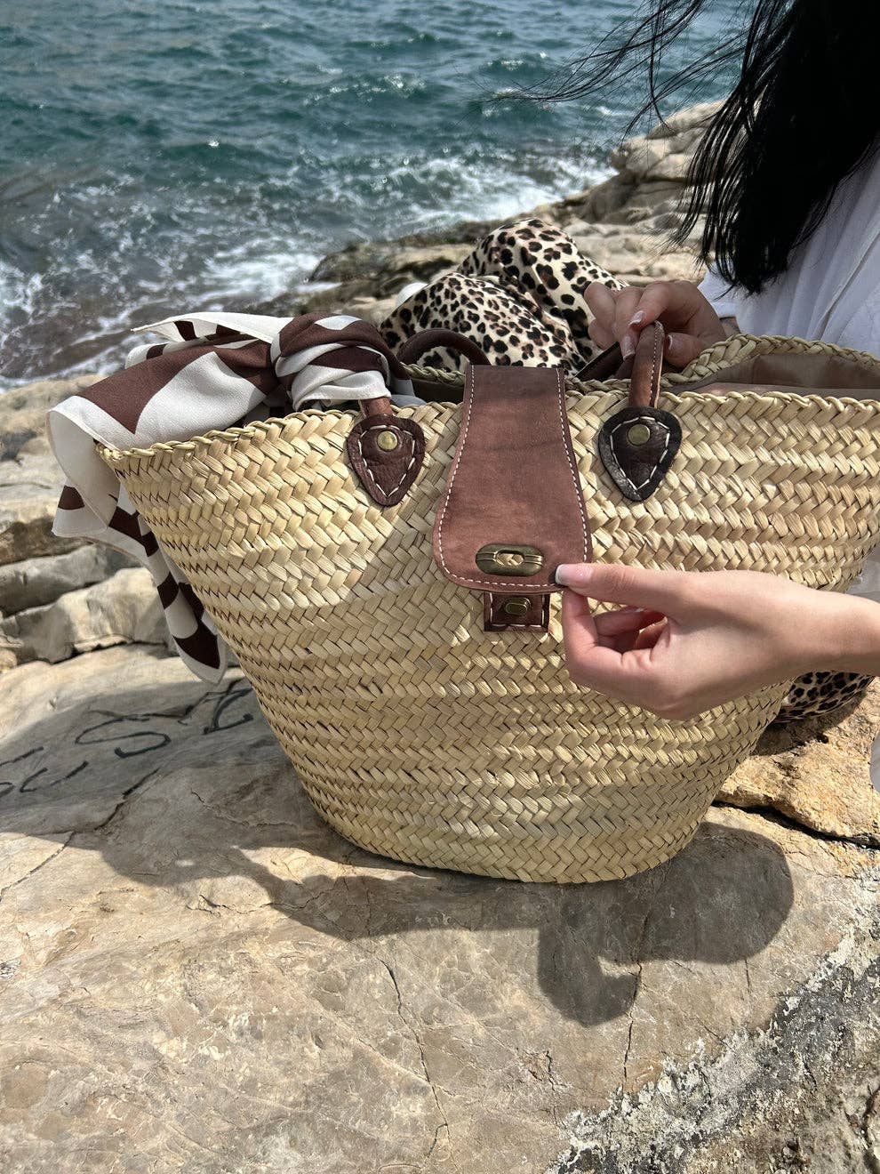 Boho Beach Tote, French market bag, Straw bag, straw basket