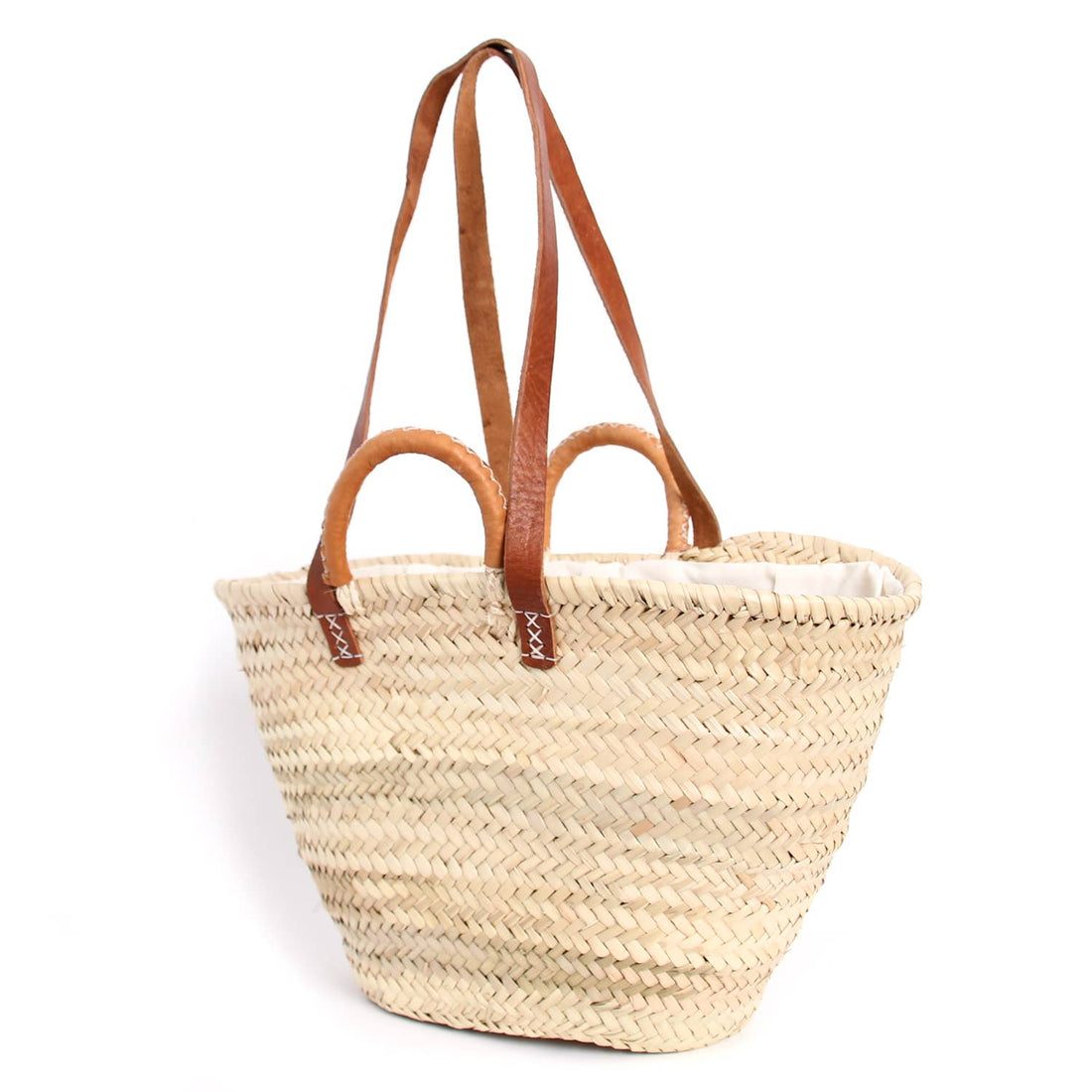 French Market Basket - Natural Handwoven Straw Tote
