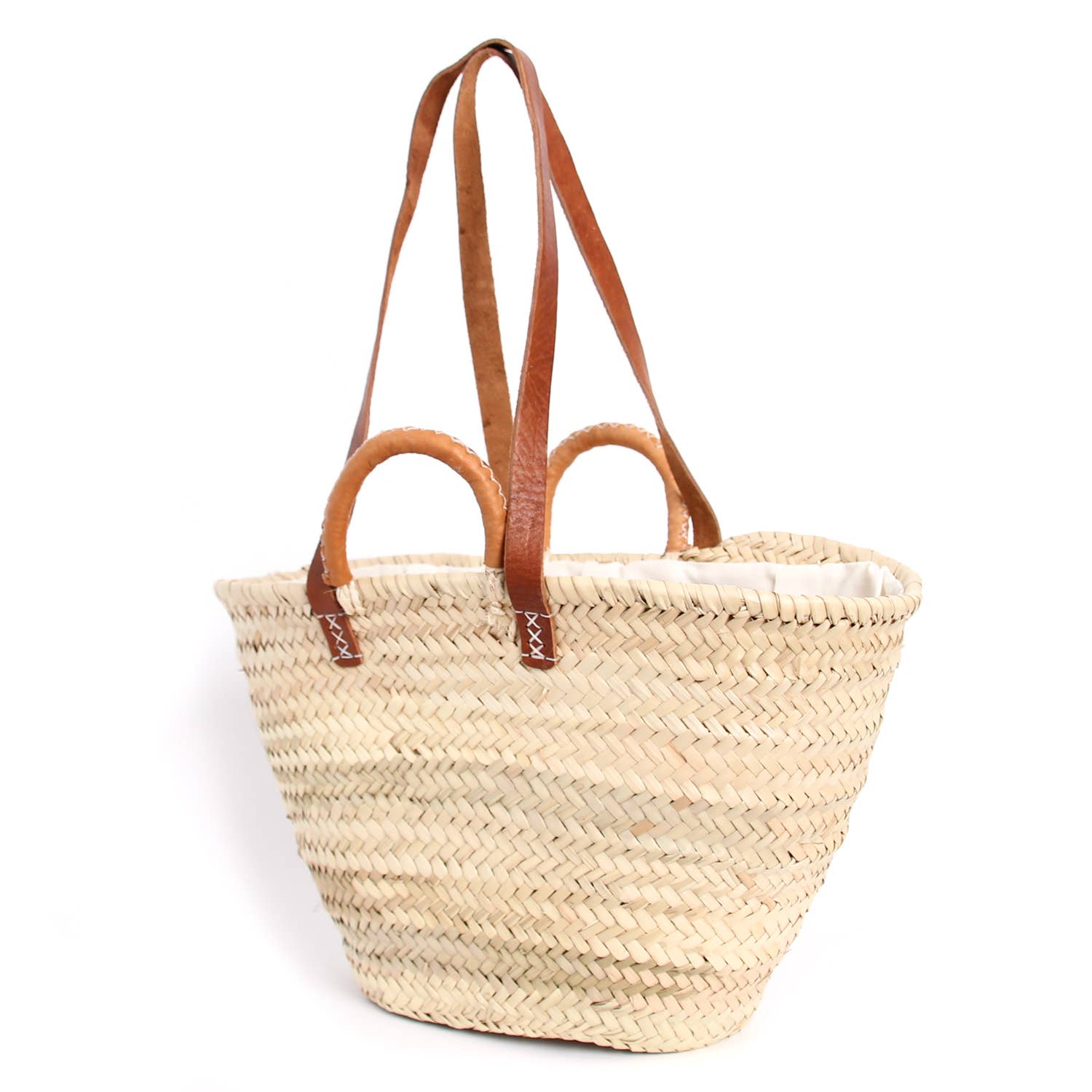 French Market Basket - Natural Handwoven Straw Tote