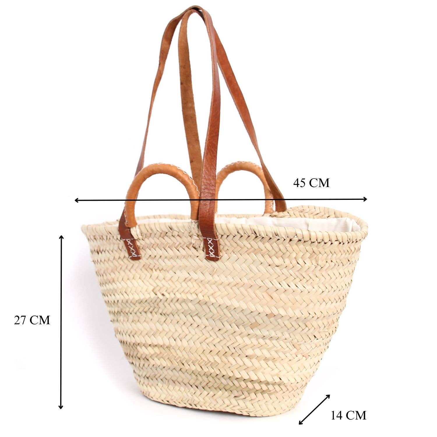 French Market Basket - Natural Handwoven Straw Tote