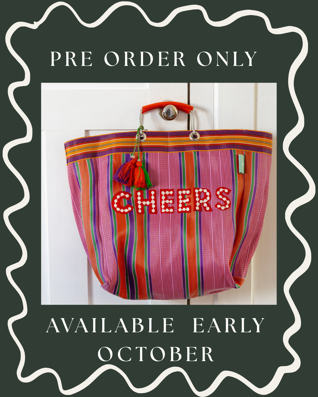 Cheers Tote Bag. ****PRE ORDER ARRIVING IN EARLY OCTOBER****